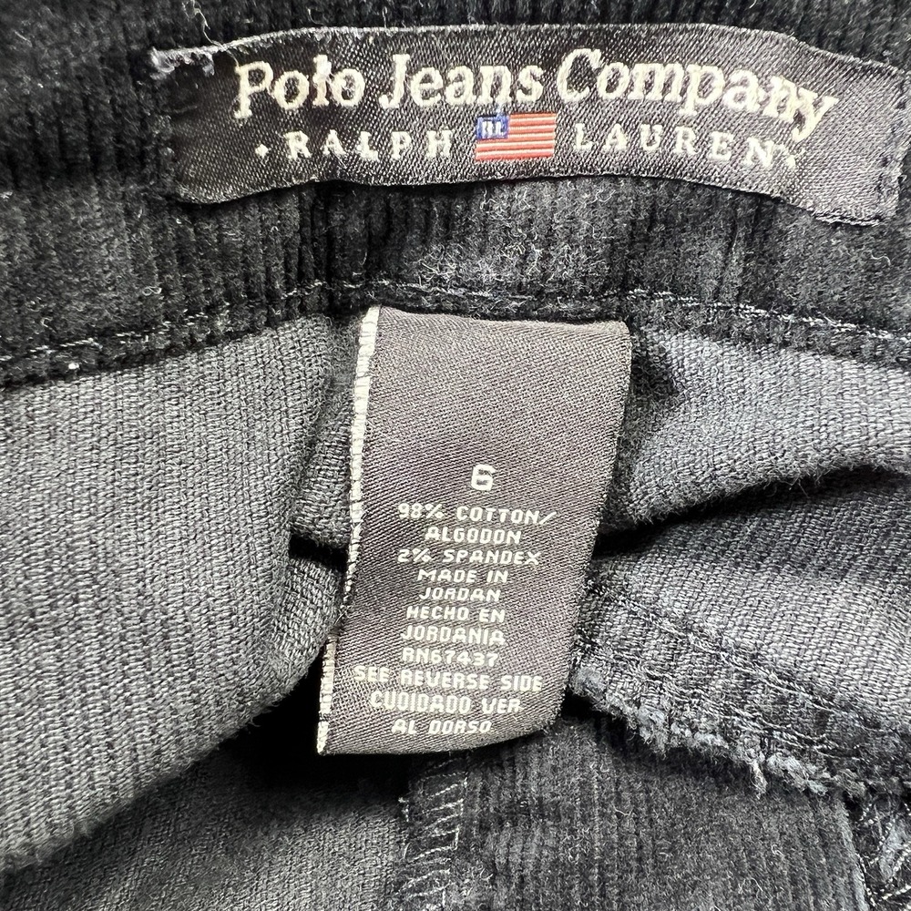 Vintage Polo Jeans Co Corduroy Pants Black Straight Y2K Womens 6 - Picture 2 of 8